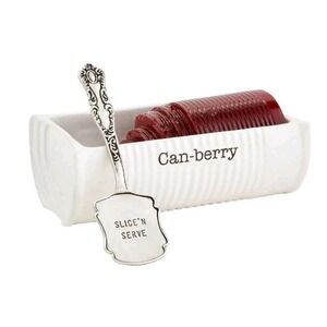 Mud Pie Can-Berry Ceramic Cranberry Serving Dish with Silver Serving Spatula